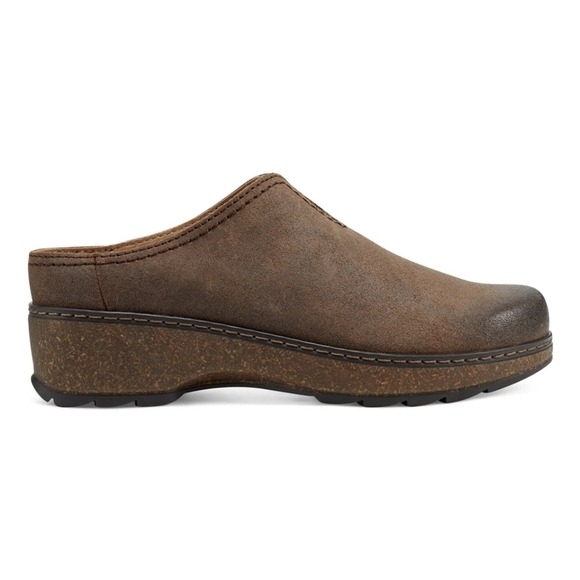 NEW Earth Kolia Round Toe Slip-on Casual Clogs Dark Brown Suede Leather Cork 9.5 - Picture 2 of 9